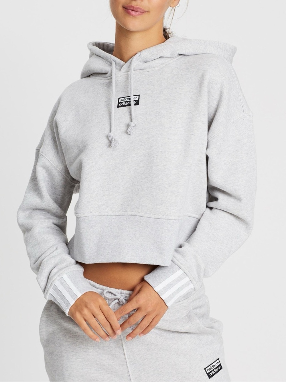 Adidas - Light Heather Gray Vocal Crop Hoodie